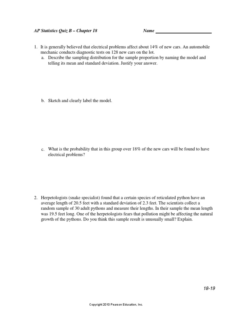 Chapter 18 Quiz - Version B - Blank Copy and Answer Key Combined | PDF ...