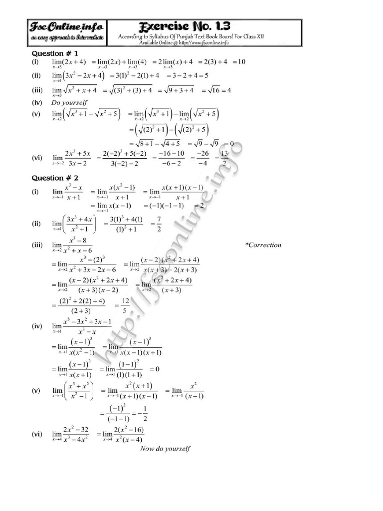College Mathematics Key For Mathematics ICS & FSC Part 2 (Freebooks ...