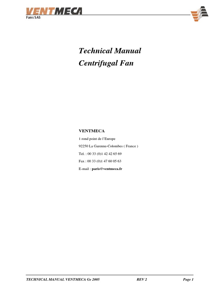Centrifugal Fan Technical Manual | PDF