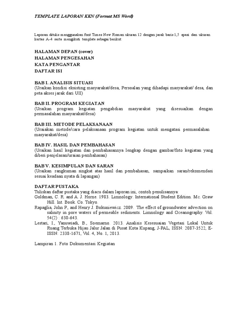 Template Laporan Kkn
