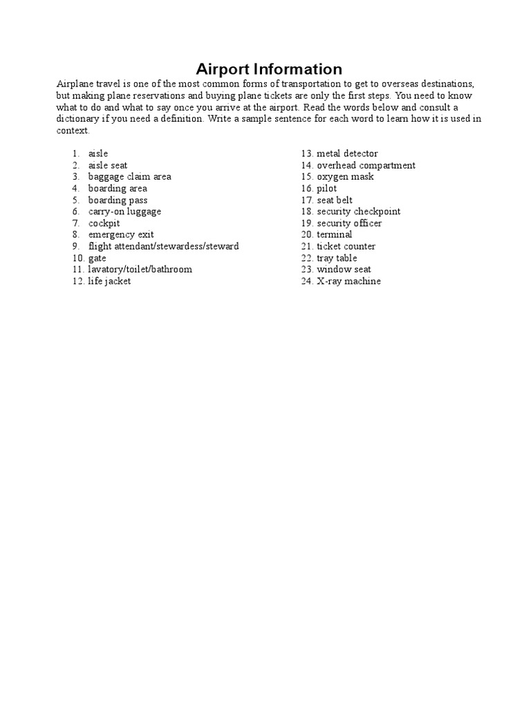 Homework Airport | PDF | Baggage | Flight Attendant