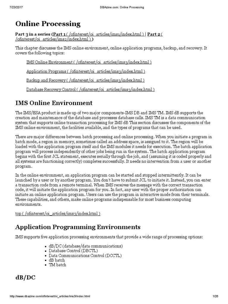 Understanding IMS Online Processing | PDF | Computer Terminal | Databases