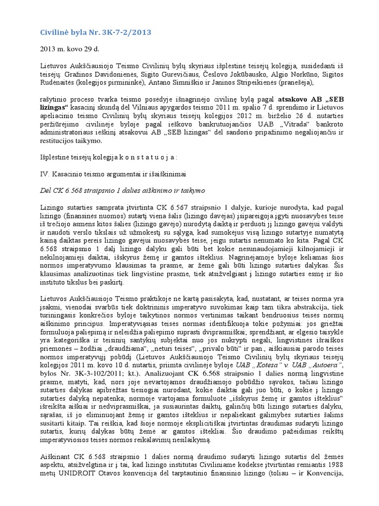 Lizingas Bylos | PDF
