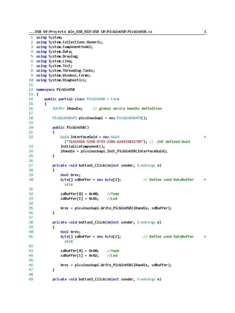 USB HID C# Interface Code Example | PDF | C Sharp (Programming Language ...