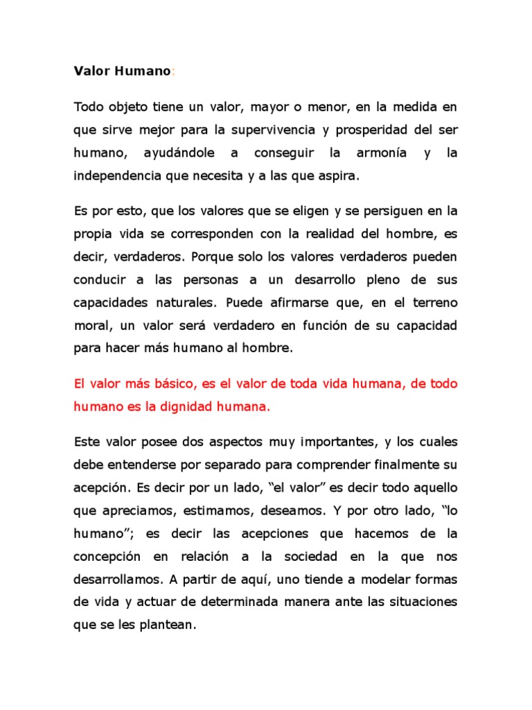 Valor Humano | PDF | Homo Sapiens | Felicidad