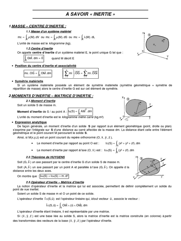 Matrice et moment d'inertie expliqués | PDF | Centre d'inertie ...