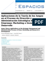 Aplicaciones de La Teoría de Los Juegos en El Proceso de Dirección y Administración Estratégica de Empresas: Marketing e Investigación y Desarrollo
