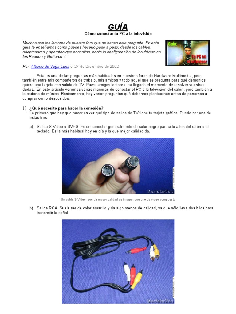Conecta tu PC a la TV: Guía Completa | PDF | Televisión | Monitor de ...