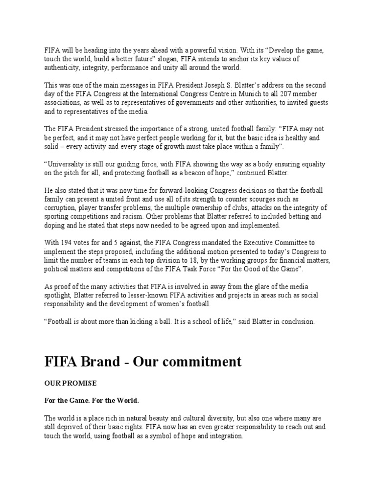 FIFA Will Be Heading Into The Years Ahead With A Powerful Vision PDF