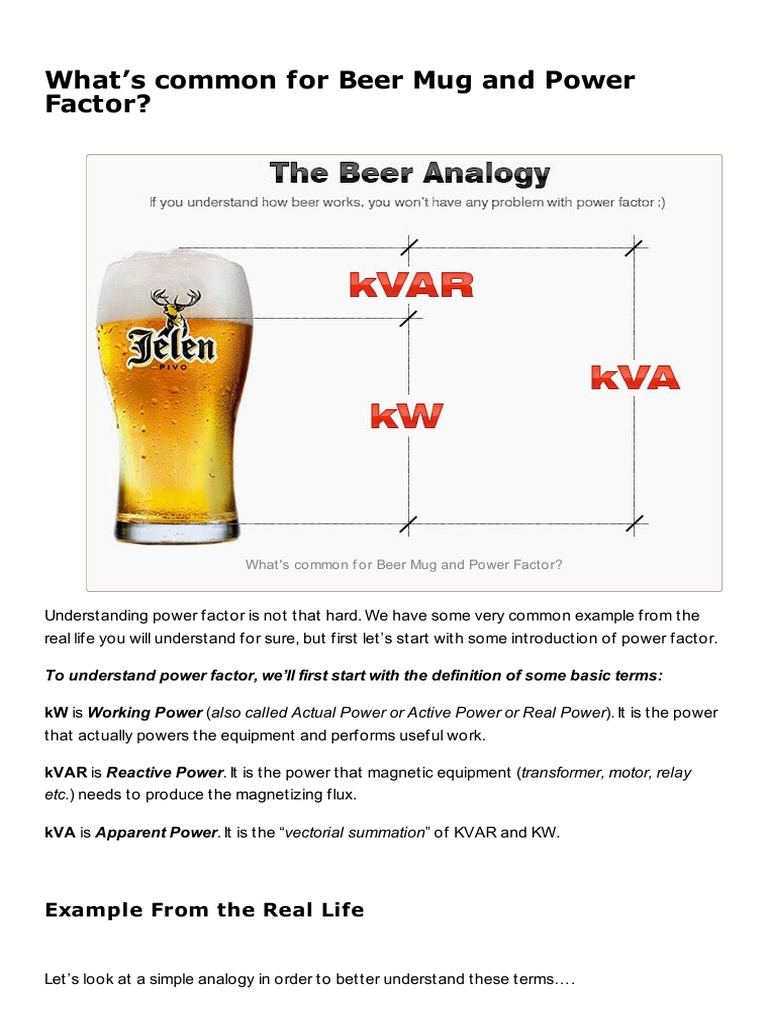 Whats Common For Beer Mug and Power Factor Download Free PDF