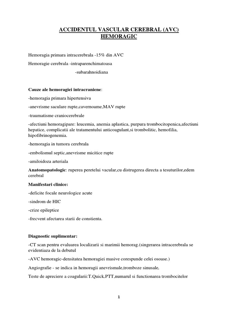 AVC Hemoragic | PDF | Medical Specialties | Drugs