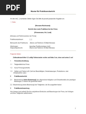Muster Fur Praktikumsbericht Doc