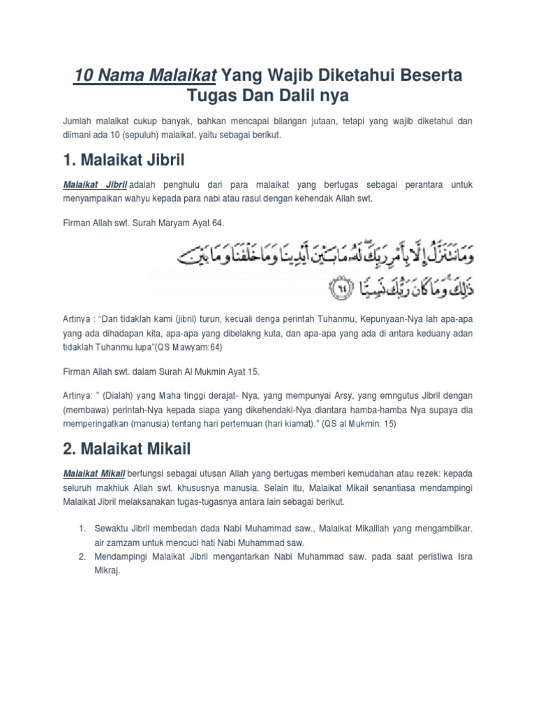 10 Nama Malaikat Pdf