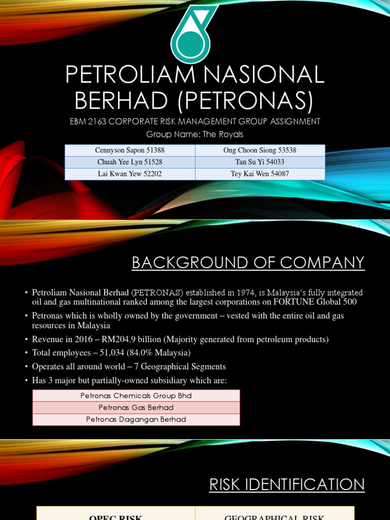 Petronas Corporate Risk Management Overview | PDF | Petroleum | Risk
