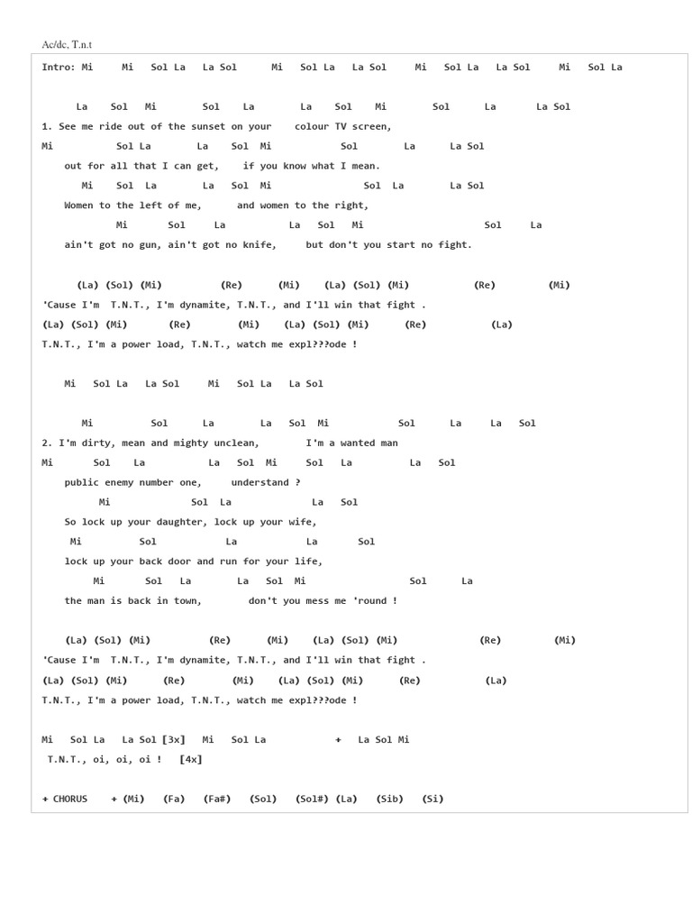 Letra y acordes de T.N.T. de AC/DC | PDF | Naturaleza