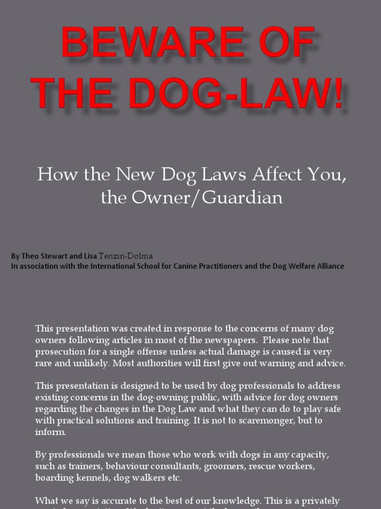 How The New Dog Laws Affect You, The Owner/Guardian Download Free PDF