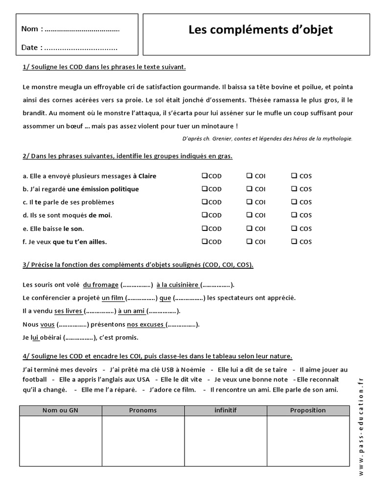 Exercices Cod Coi à Imprimer COD-COI-COS-Compléments-dobjet-5ème-Exercices.pdf