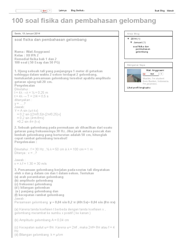 1 100 Soal Fisika Dan Pembahasan Gelombang PDF