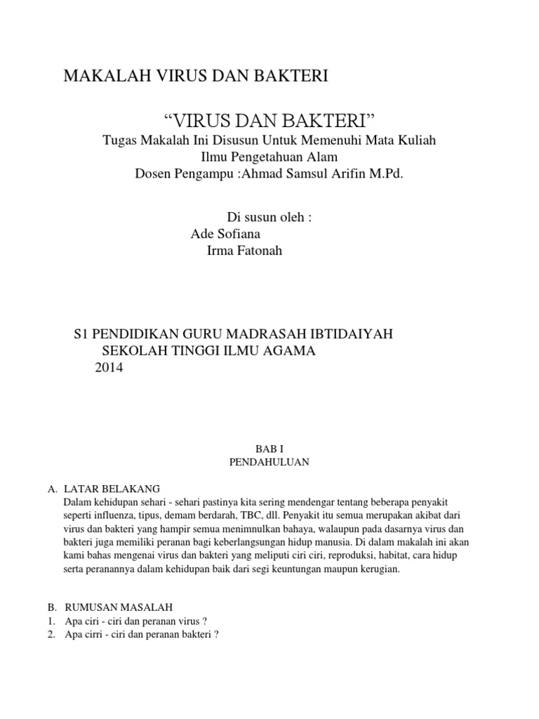 Makalah Virus Dan Bakteri