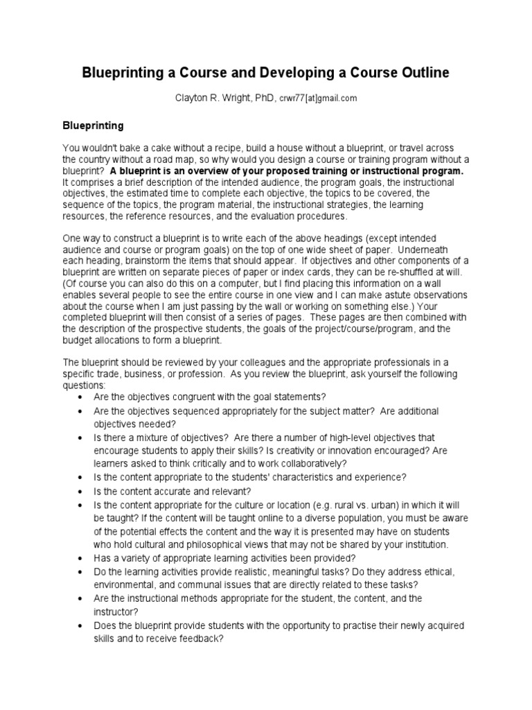Course Blueprint and Outline Guide | PDF | Social Media | Change