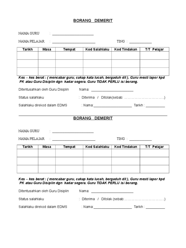 Borang Demerit | PDF