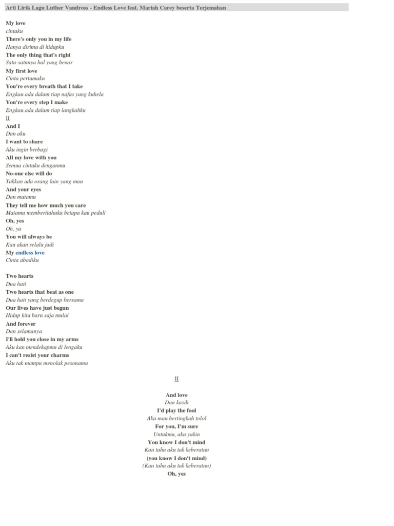 Arti Lirik Lagu Andless Love Docx