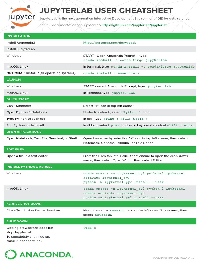 JupyterLab Notebook Cheatsheet | PDF | Linux | System Software