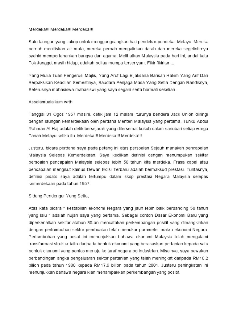 Pidato Prestasi Malaysia Selepas Merdeka | PDF | Perjalanan