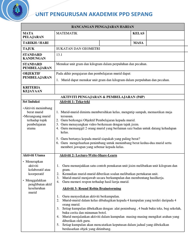 13 1 Jisim Matematik Tahun 5 Pdf