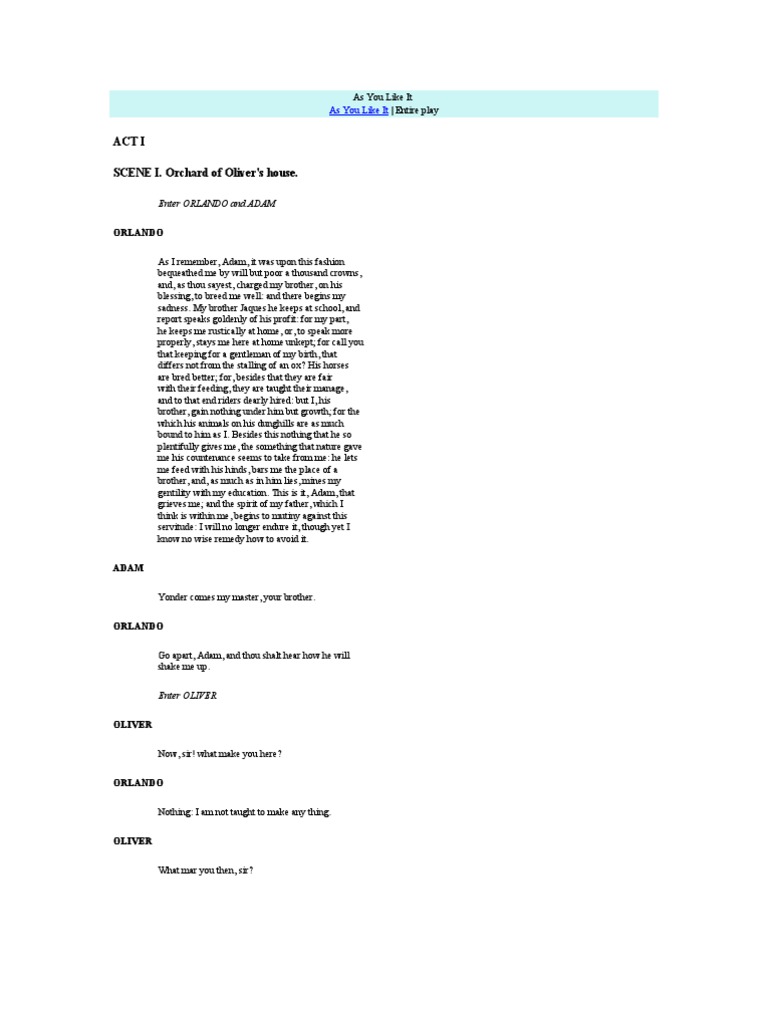 Orlando's Struggle for Identity | PDF | As You Like It