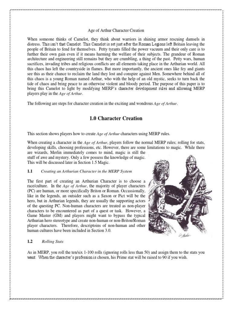 Age of Arthur Character Creation (MERP/RM) | PDF | Picts | Magic ...