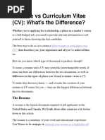 Resume Vs Curriculum Vitae