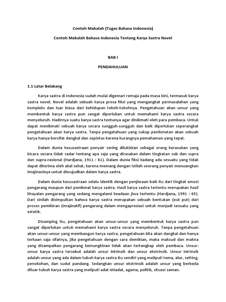 Contoh  Makalah Bahasa Indonesia Karya  Sastra  Novel  Contoh  Makalah Bahasa Indonesia Karya  Sastra  Novel