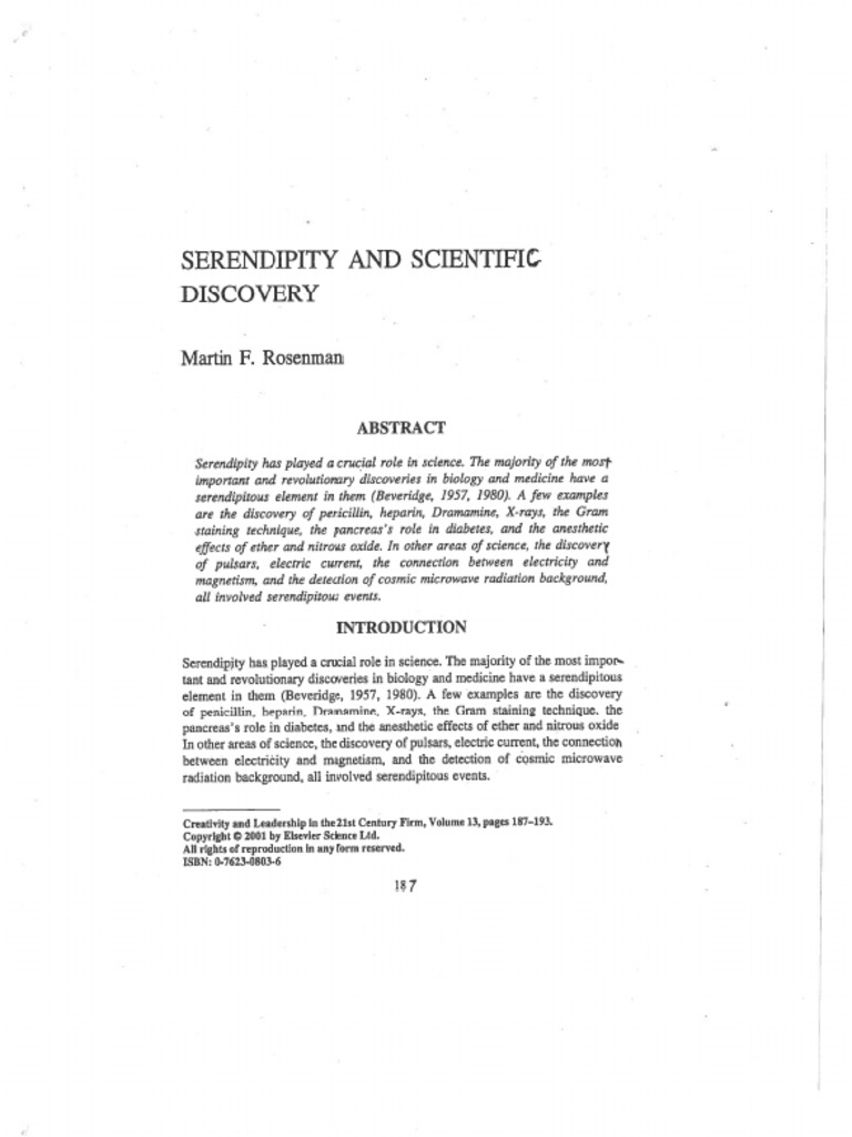 Serendipity and Scientific Discovery | PDF | Synchronicity