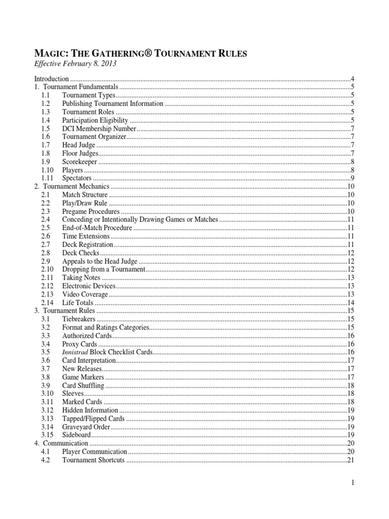 Magic the Gathering Tournament Rules PDF1 Card Games Playing Cards