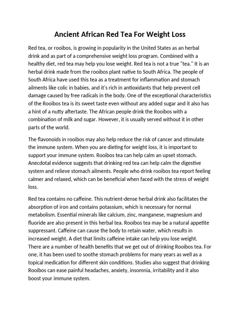 Ancient African Red Tea Weight Loss Cleanse Tea Determinants Of Health