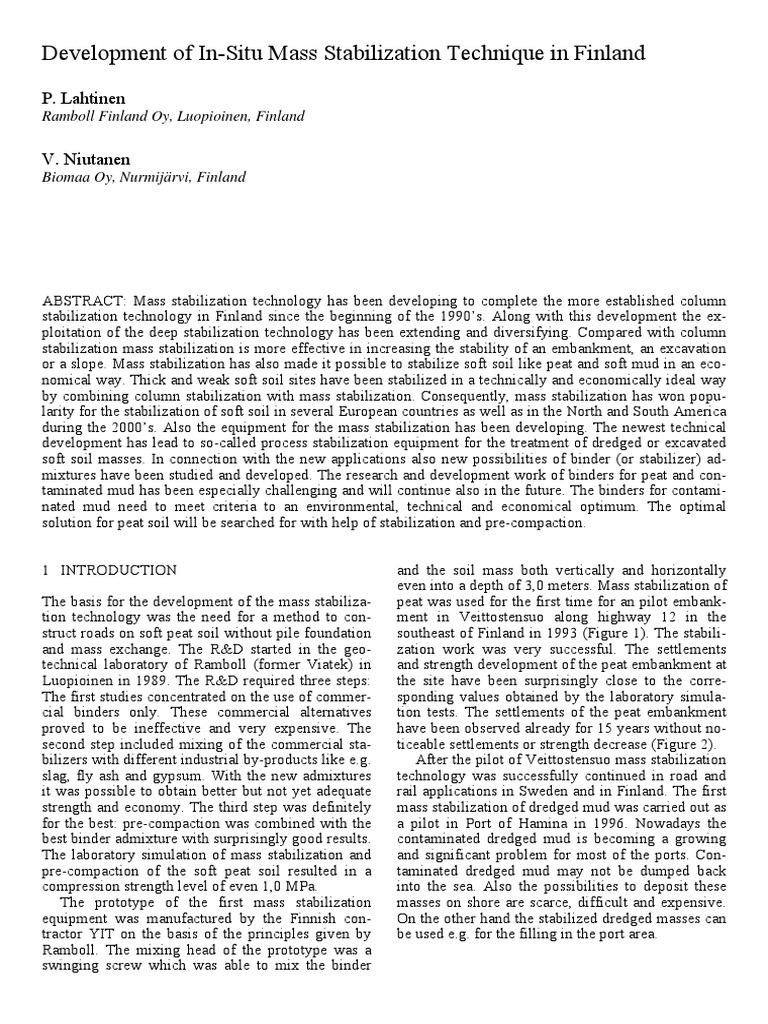 Development of in Situ Mass Stabilization Technique in Finland ...