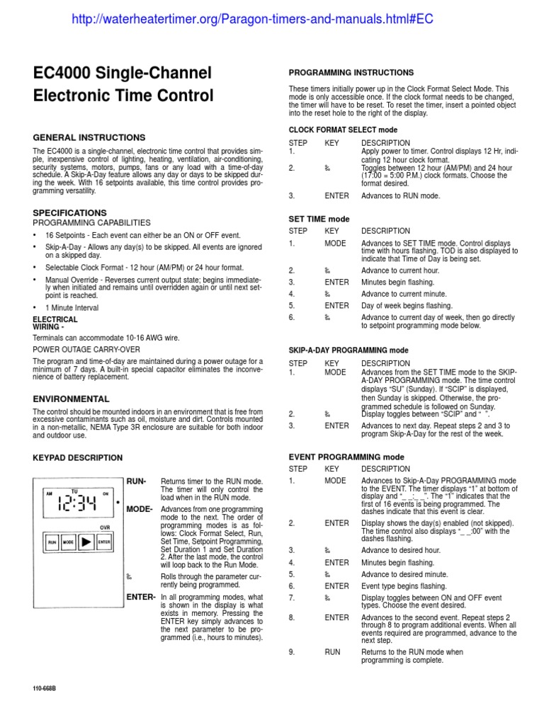 Paragon Ec4004 Manual
