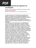 A Importância Do Esporte Na Sociedade