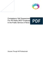 Competency Self Assessment Tool For HR Roles (MCP Employees) in The Public Service of Nova Scotia