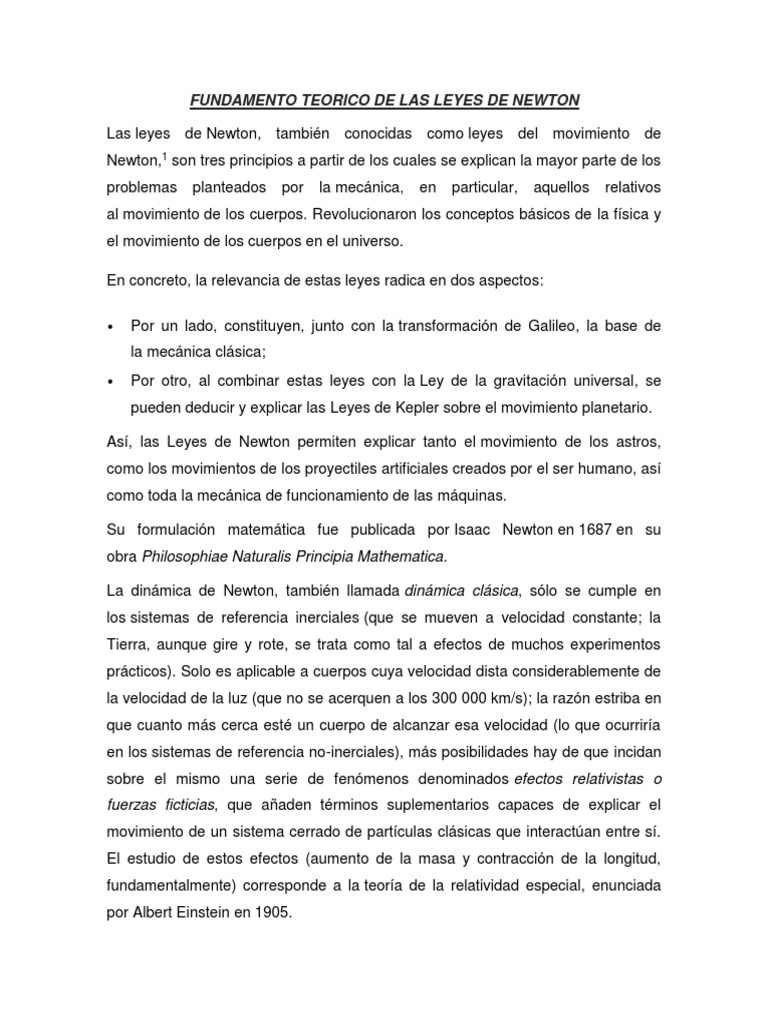 Resumen de La Segunda Ley de Newton | PDF | Fuerza | Masa