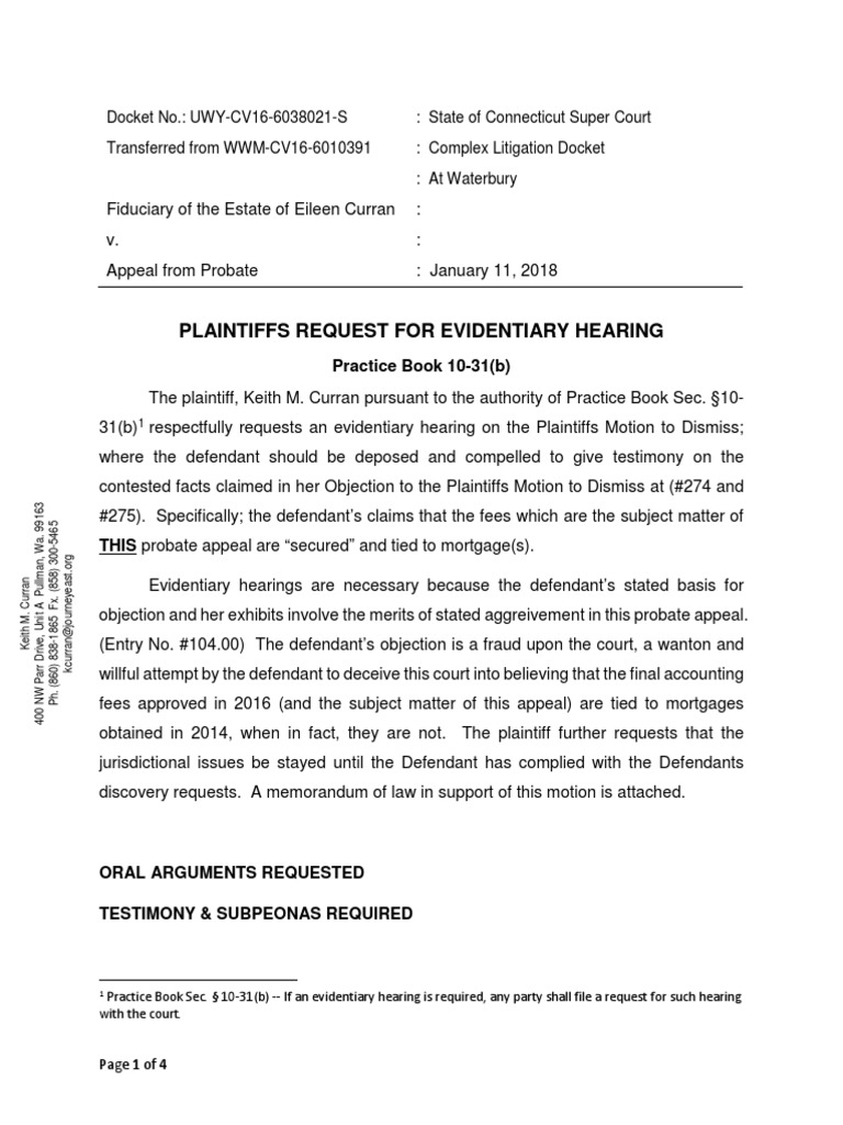 Request For Evidentiary Hearing, Motion To Dismiss PDF Discovery