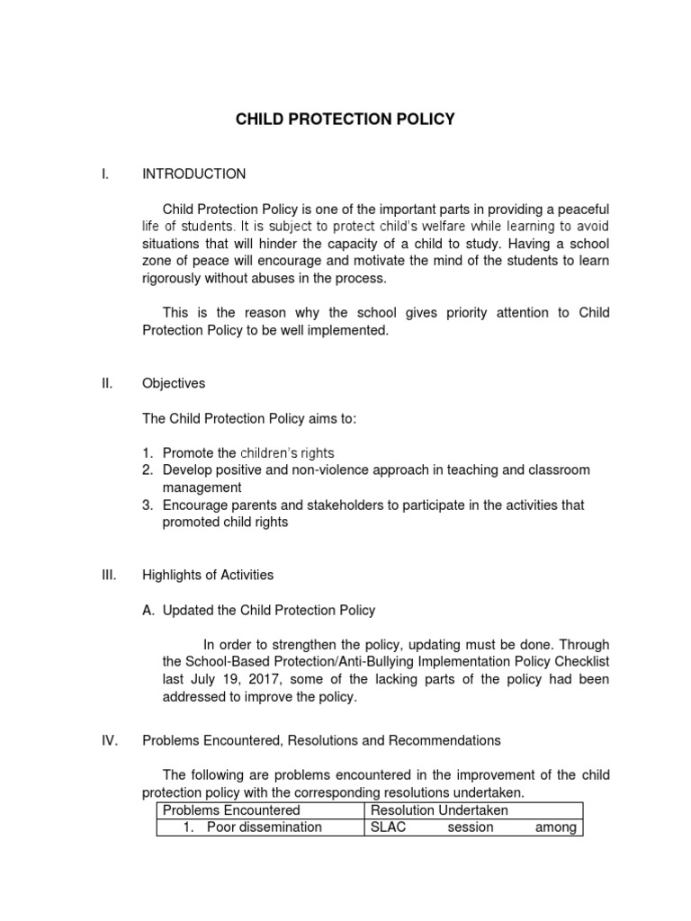 Child Protection Policy Overview | PDF | Career & Growth