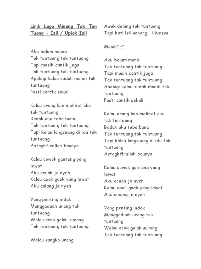 Lirik Lagu Aku Belum Mandi