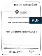 PS 74 Assistente Administrativo II 50q