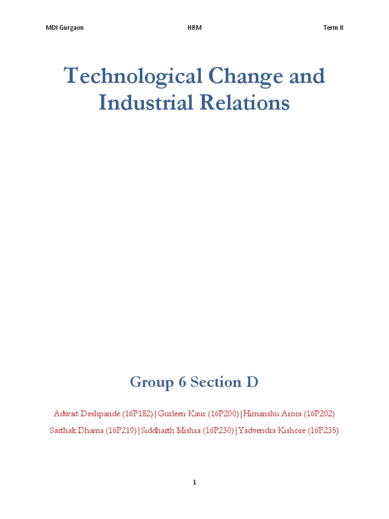 Impact of Technology on Industrial Relations | PDF | Labour Economics ...