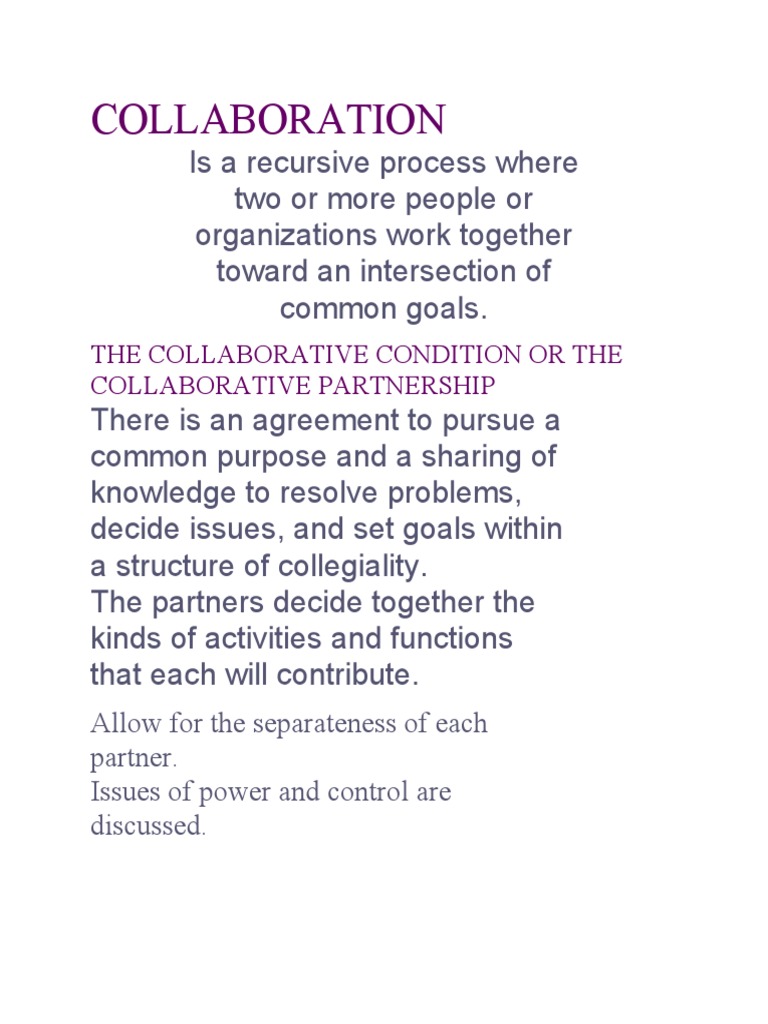 Collaboration: The Collaborative Condition or The Collaborative ...