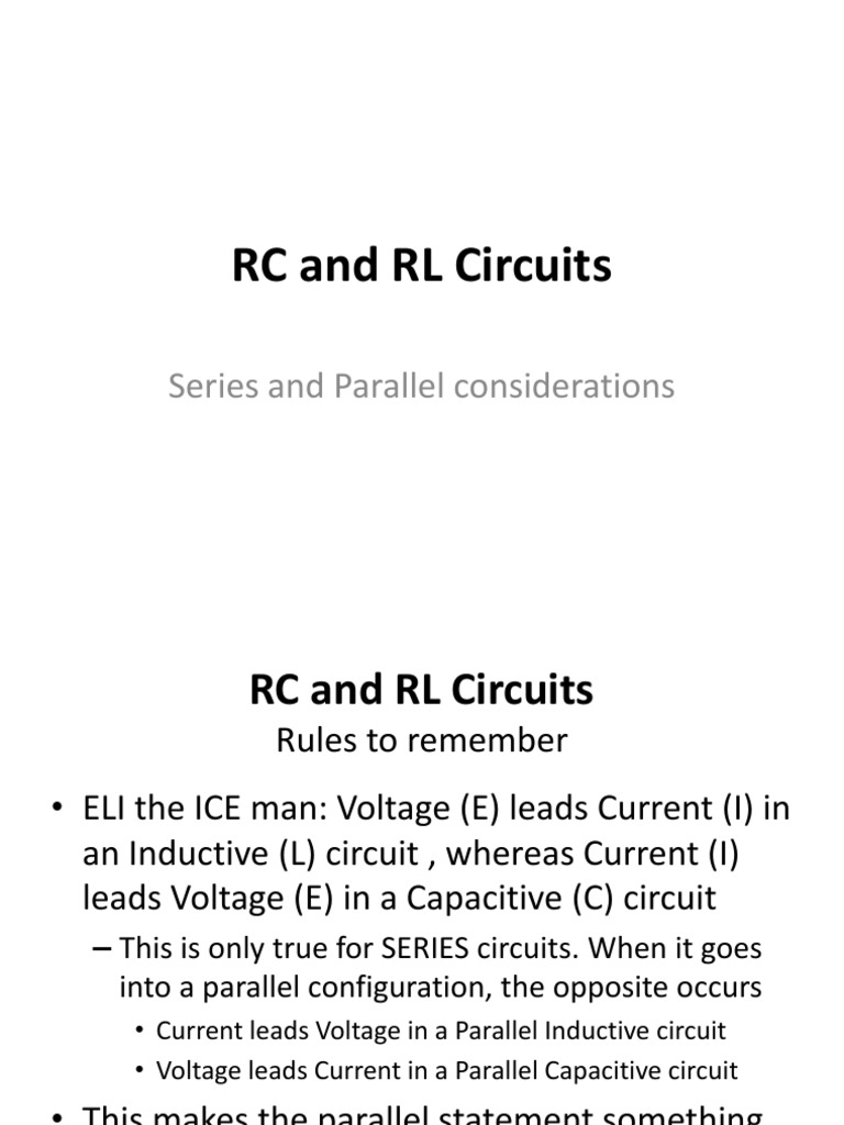 RC and RL Circuits Lecture 5-3-2011 | PDF | Series And Parallel ...