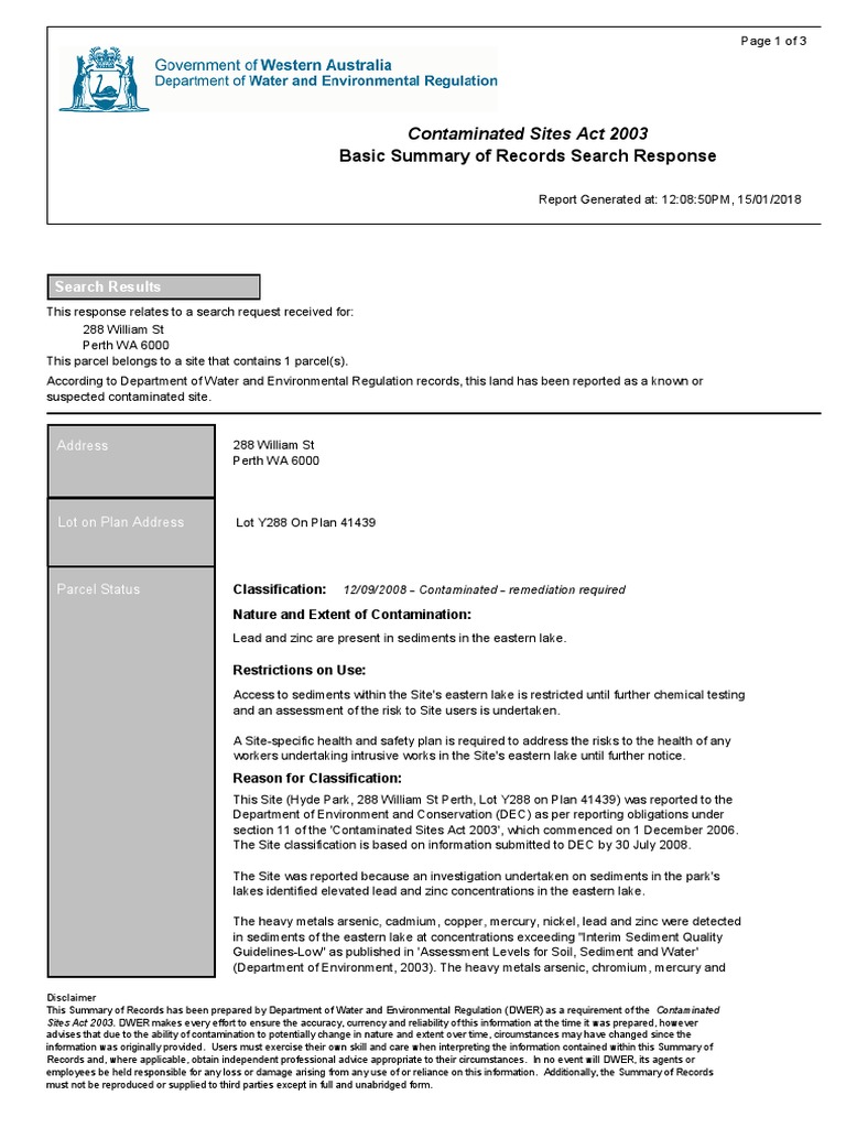 Hyde Park Contamination Records | PDF | Environmental Remediation ...