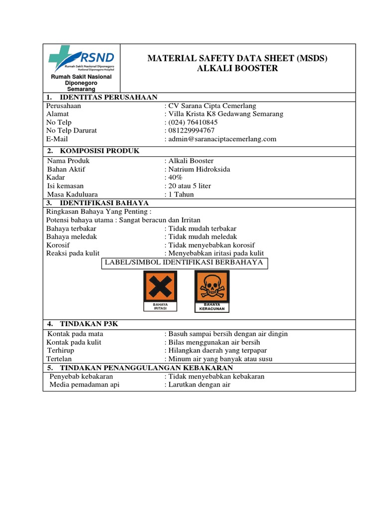 MSDS Alkali Booster 2 | PDF